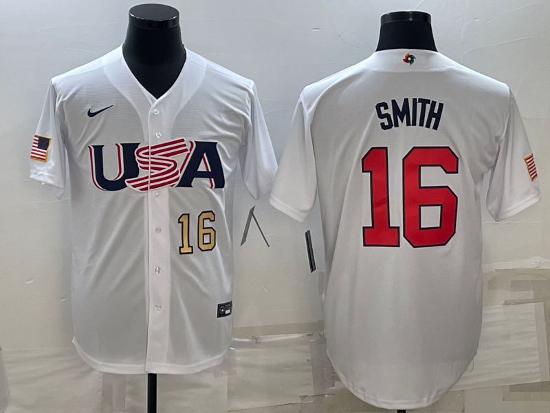 Men 2023 World Cub USA #16 Smith White Nike MLB Jersey2->more jerseys->MLB Jersey